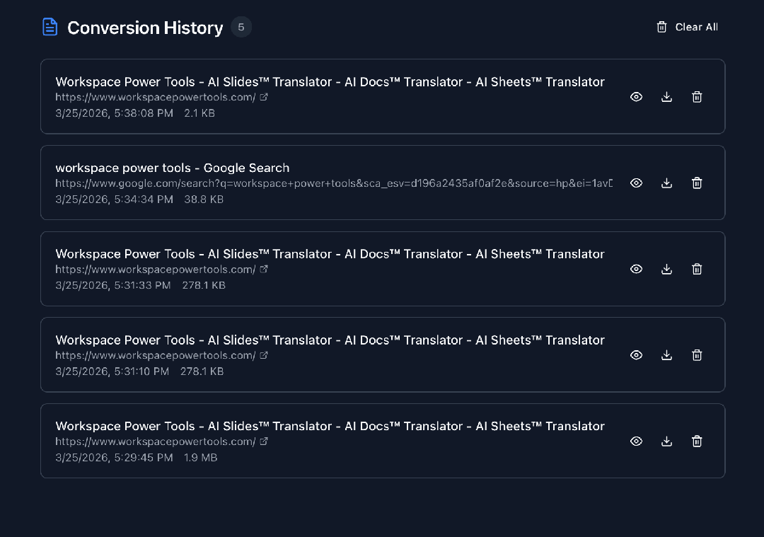 Panel de opciones de PDF personalizables de Webpage to PDF